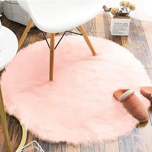 Carvapet Faux Sheepskin Fur Area Rug round 3ft